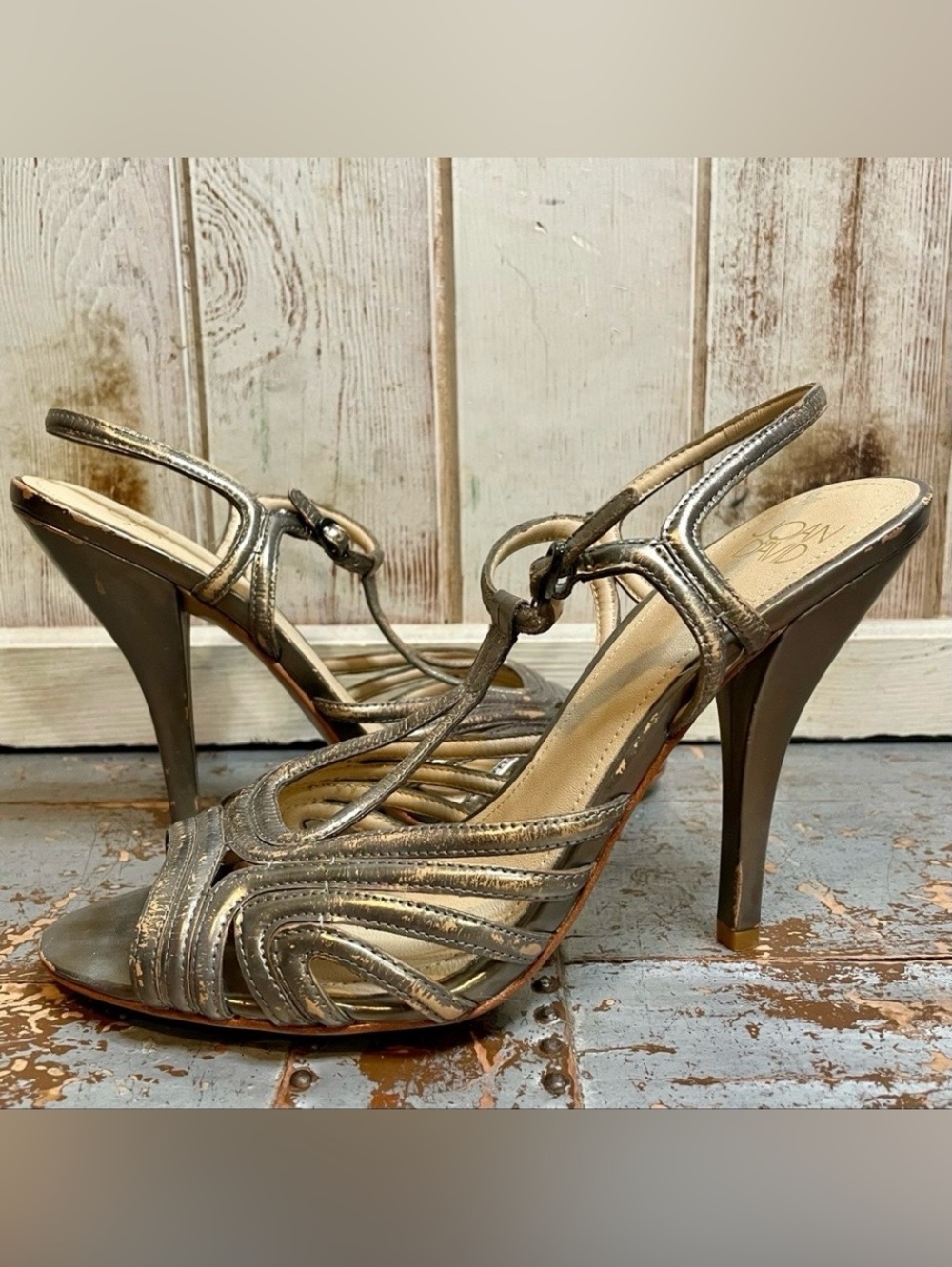 Joan & David Damimo Metallic Strappy Heel Sandals